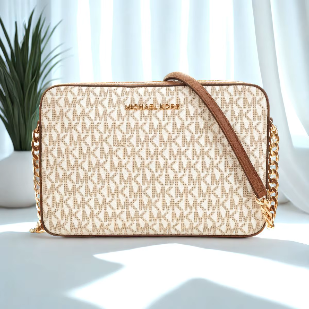 Michael Kors Ole Jet Set Article Grand sac à bandoulière en Pvc pour femme avec cuir à bandoulière s