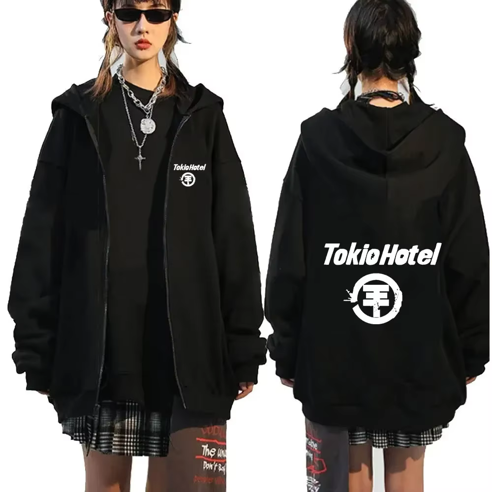 Tokio Hotel sweat à capuche groupe de Rock Kaulitz imprimer sweat à capuche avec fermeture éclair po