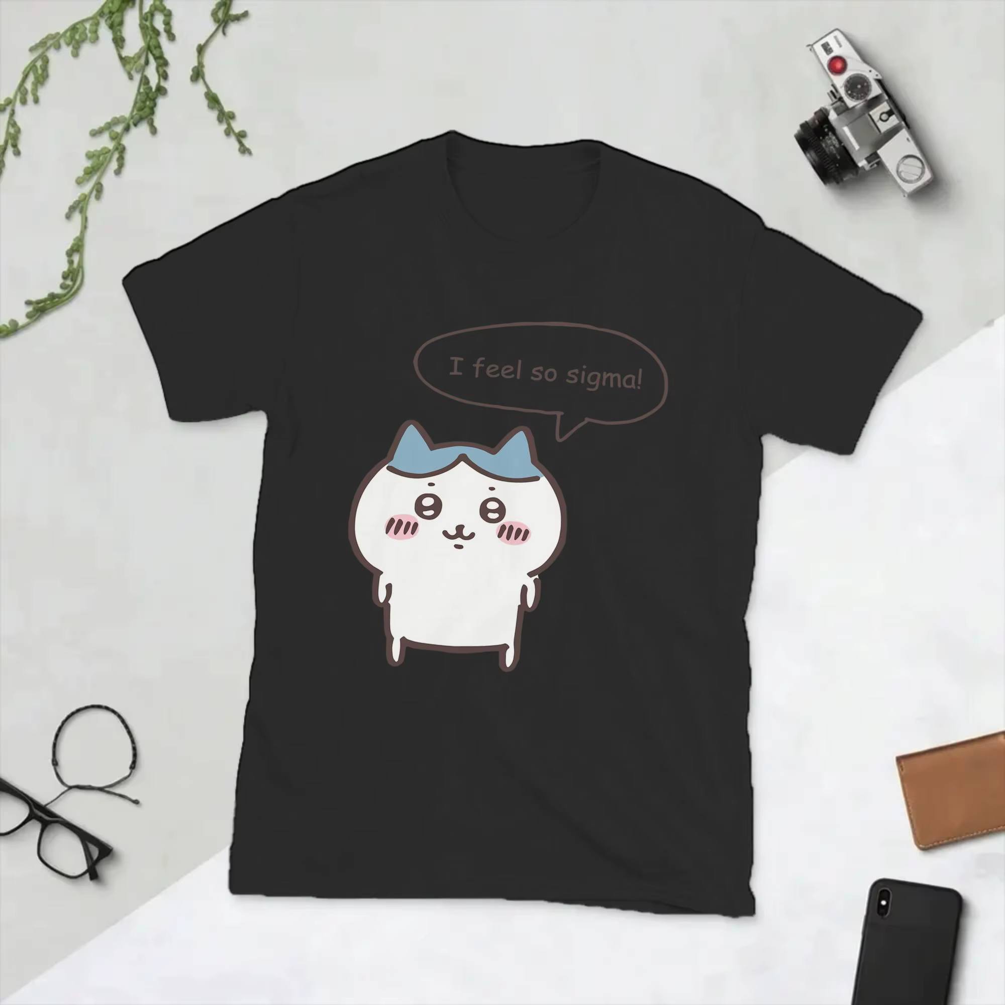 Hachiware I feel so sigma T-shirts pour hommes Chiikawas Funny Tees T-shirt à manches courtes et col