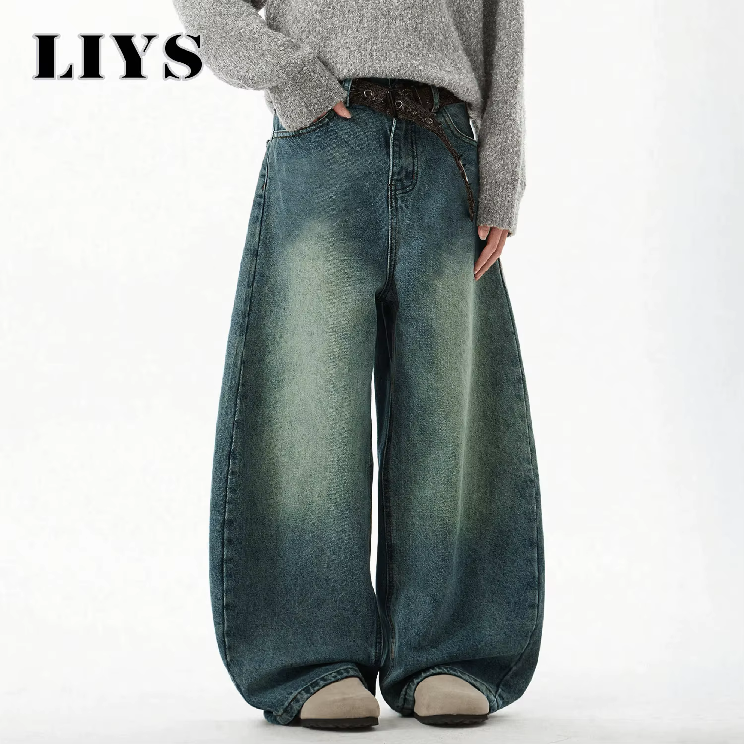 Vêtements pour hommes bleu pantalon en jean à jambes larges jean Baggy Vintage coupe tridimensionnel