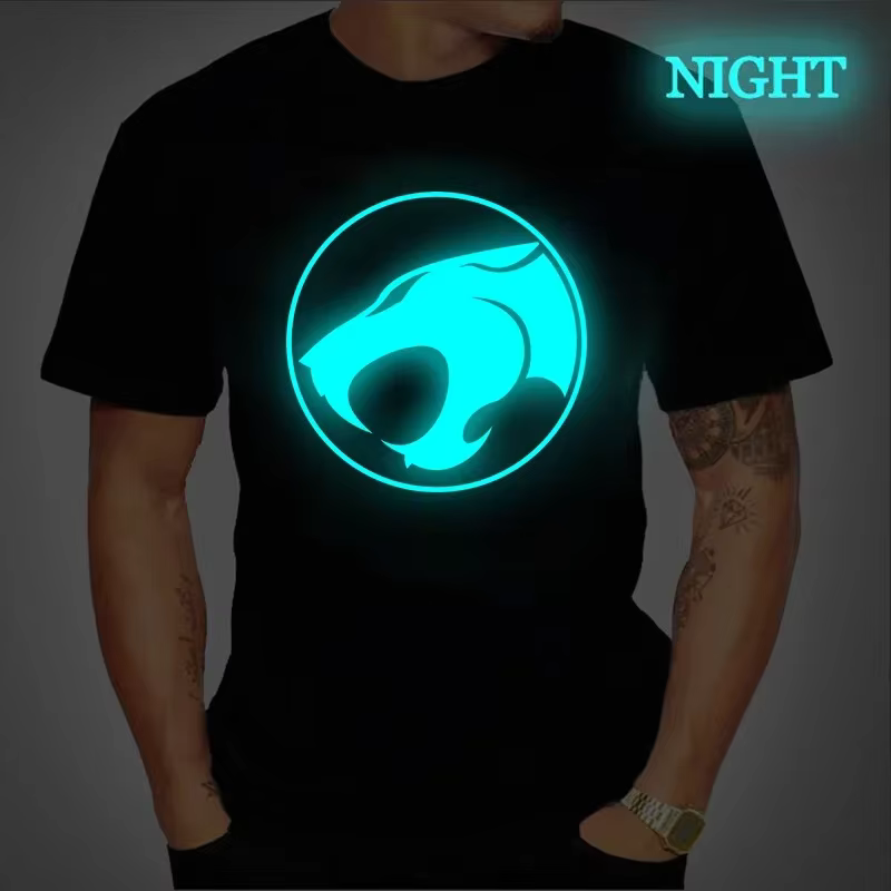 ThunderCat T-shirt lumineux hommes mode décontracté à manches courtes col rond hauts hommes vêtement