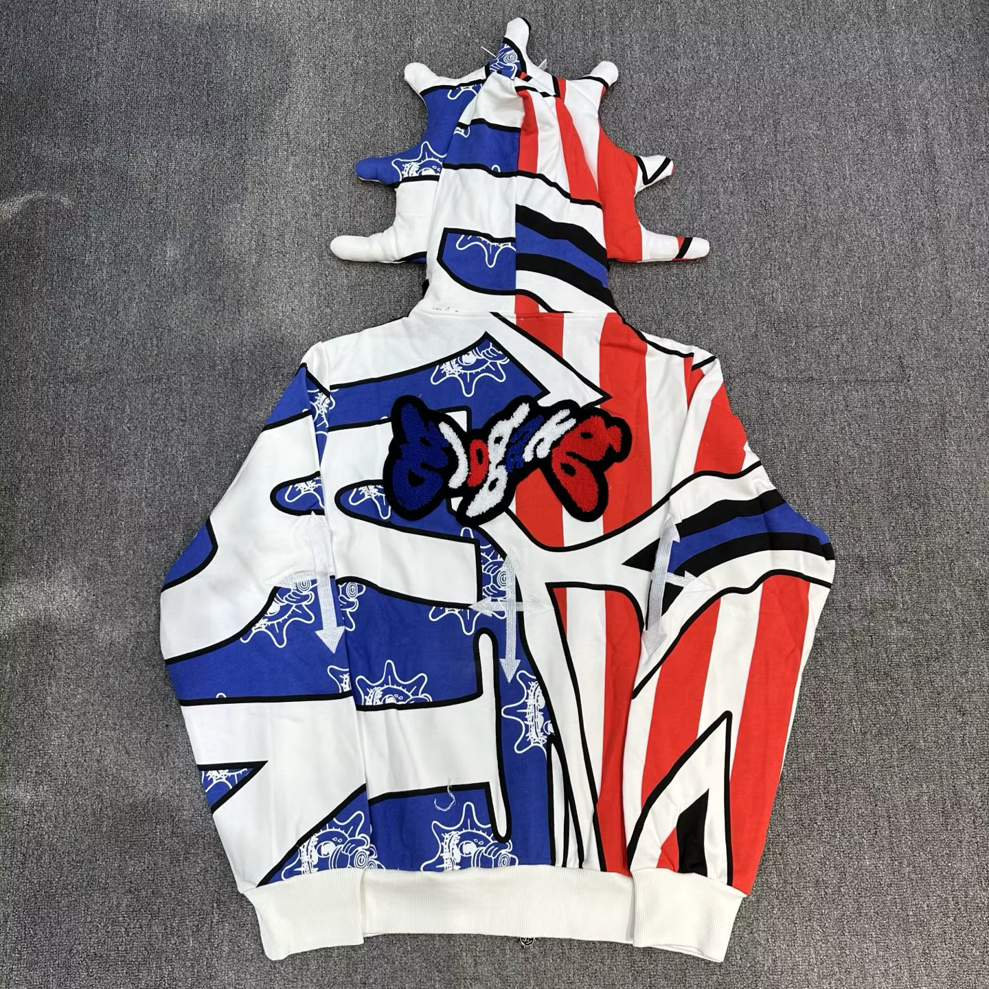 Sweat à capuche zippé pour hommes Glo Gang Streetwear dessin animé Graffiti Design doux coton décont