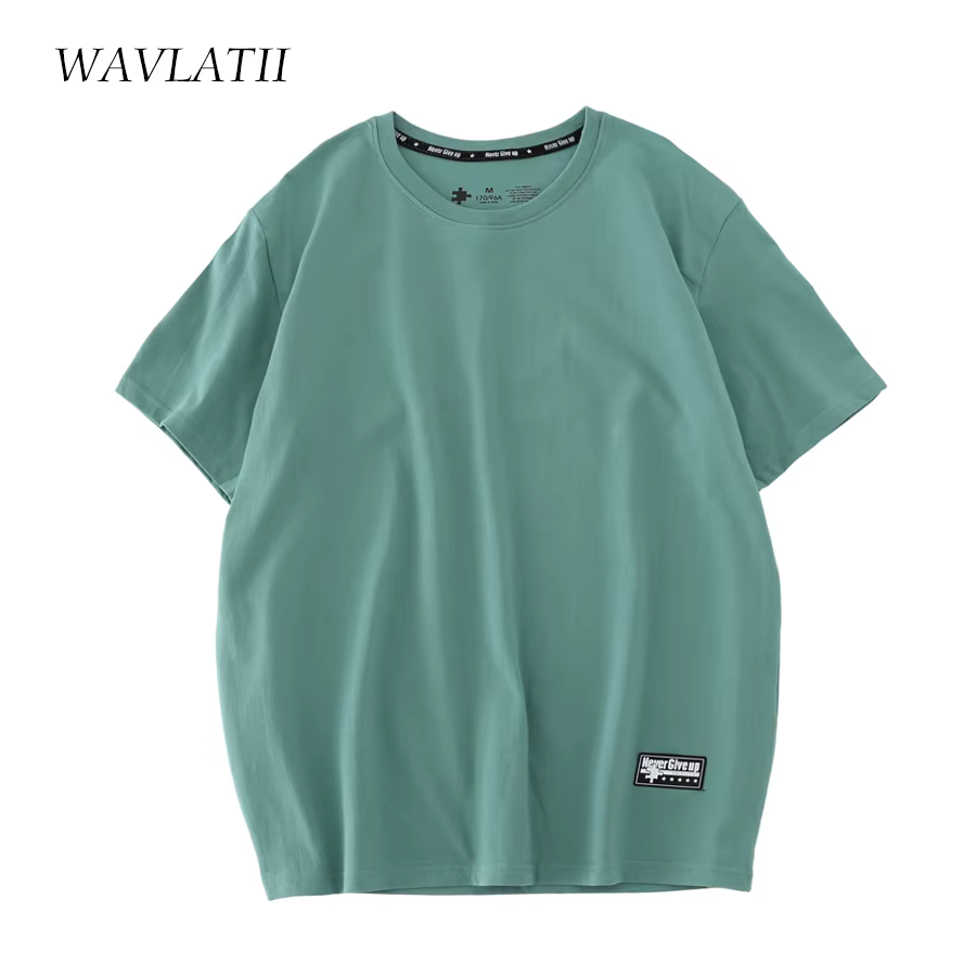 WAVLATII 2022 nouvelles femmes 100% coton t-shirts femme vert mode surdimensionné Streetwear à manches courtes