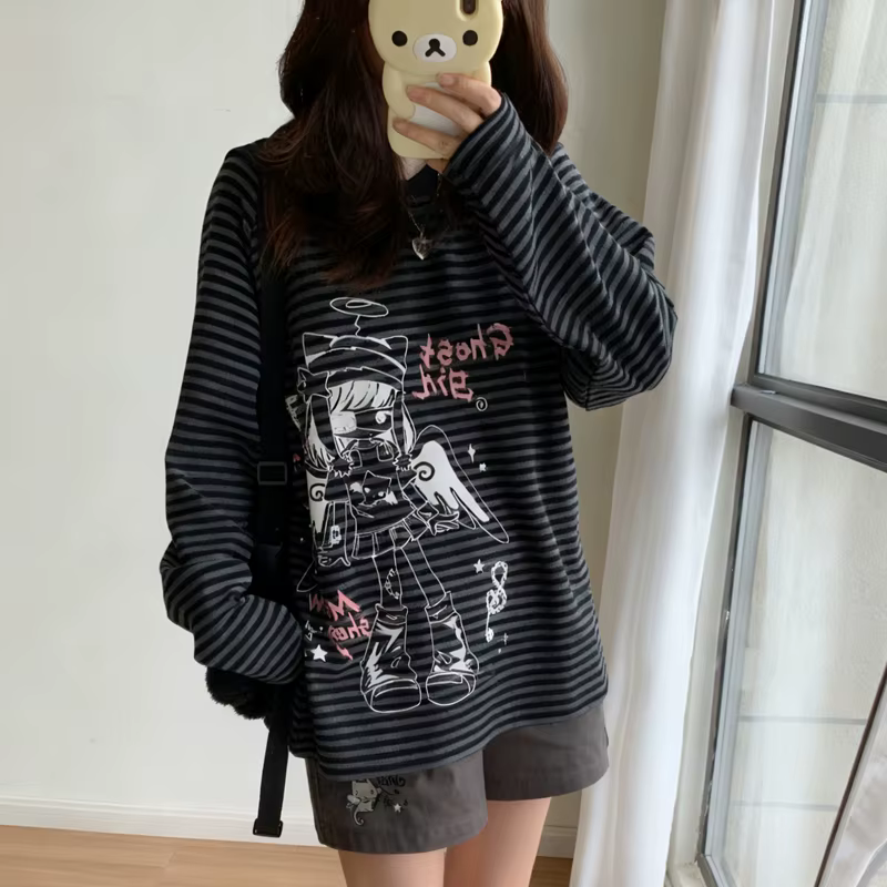T-shirt manches longues femme imprimé ange fille