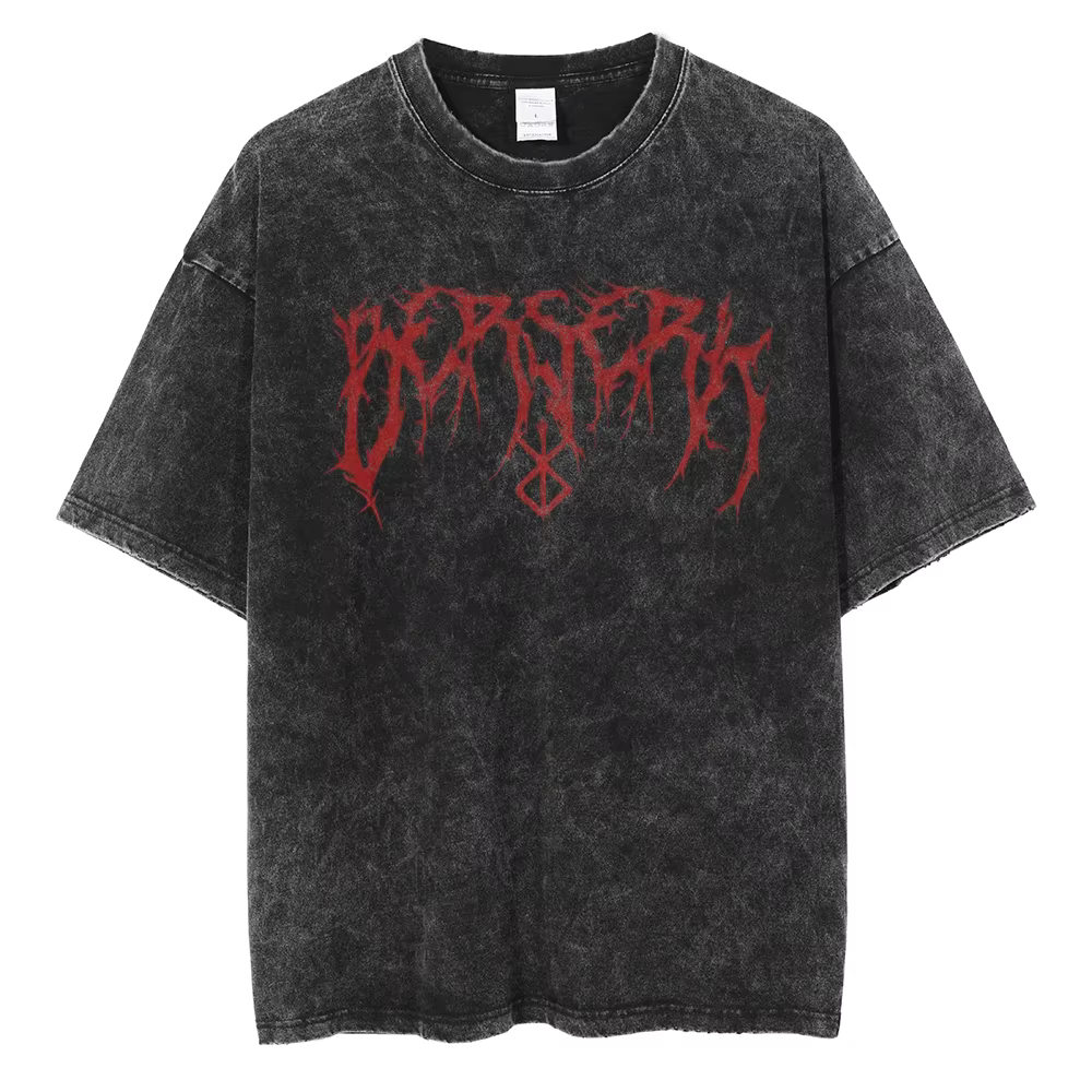 Anime Berserk Logo graphique imprimé t-shirt hommes femmes Vintage Manga T-shirts lavé coton