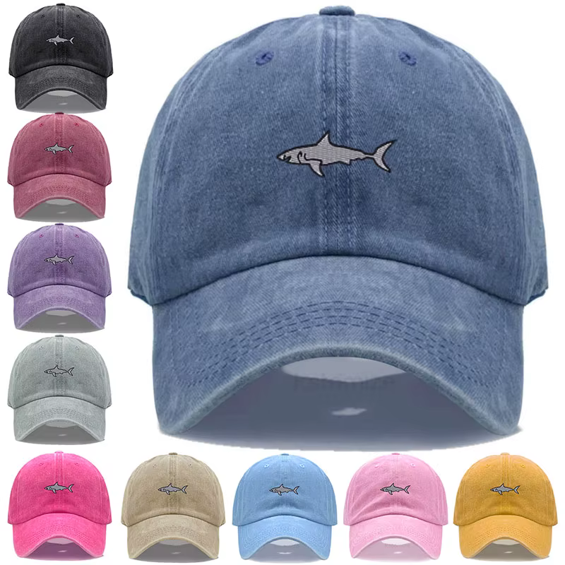 Casquette de baseball brodée requin pour hommes et femmes