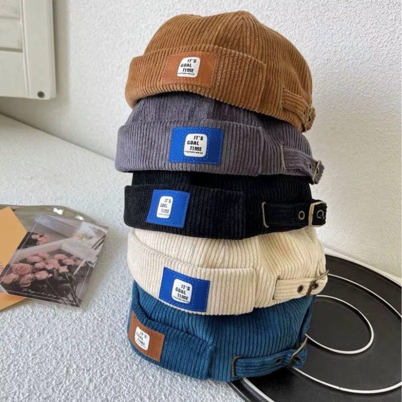 Casquette sans bords en velours côtelé pour hommes et femmes