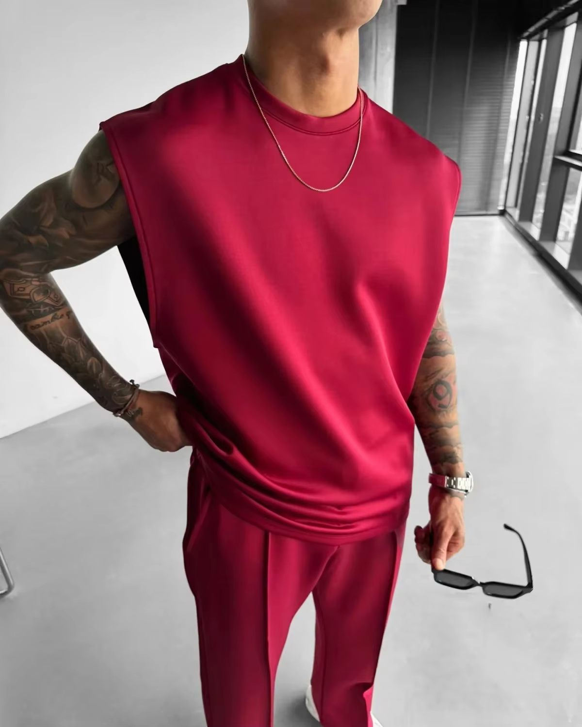 Combinaison de sport sans manches pour hommes