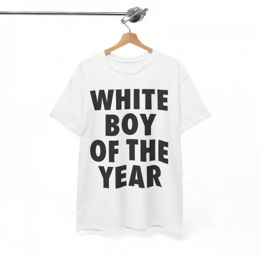Blanc garçon de l'année chemise hommes femmes surdimensionné été coton imprimé à manches courtes T-shirt rétro