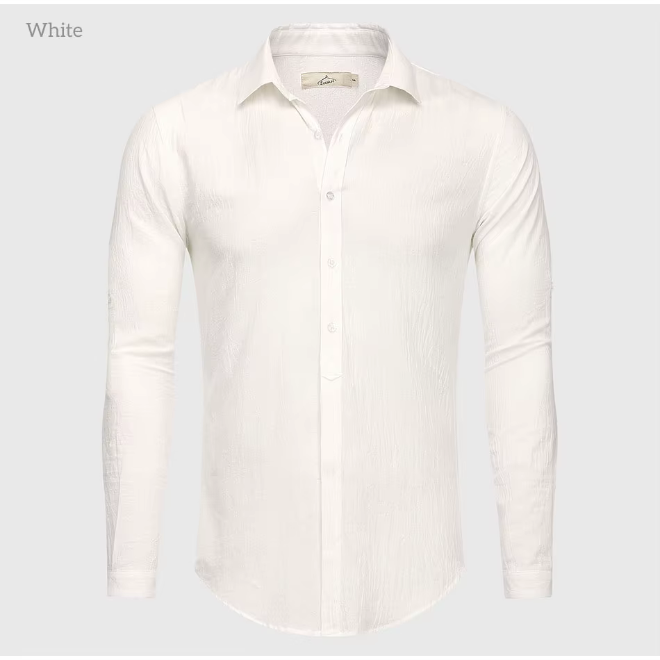 Chemise décontractée en coton et lin pour hommes
