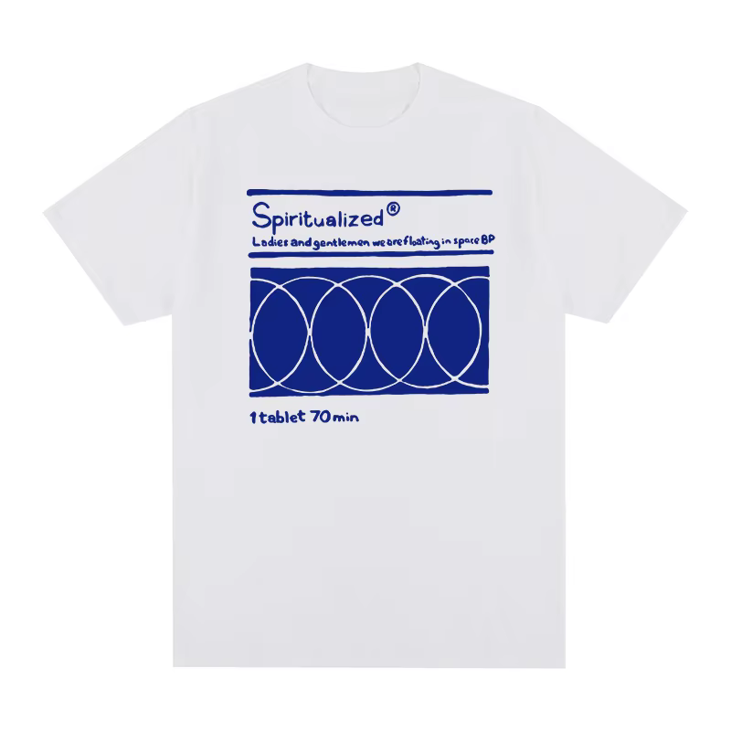 T-shirt spiritualisé années 90 Spacemen Rock Band coton flottant dans l'espace hommes