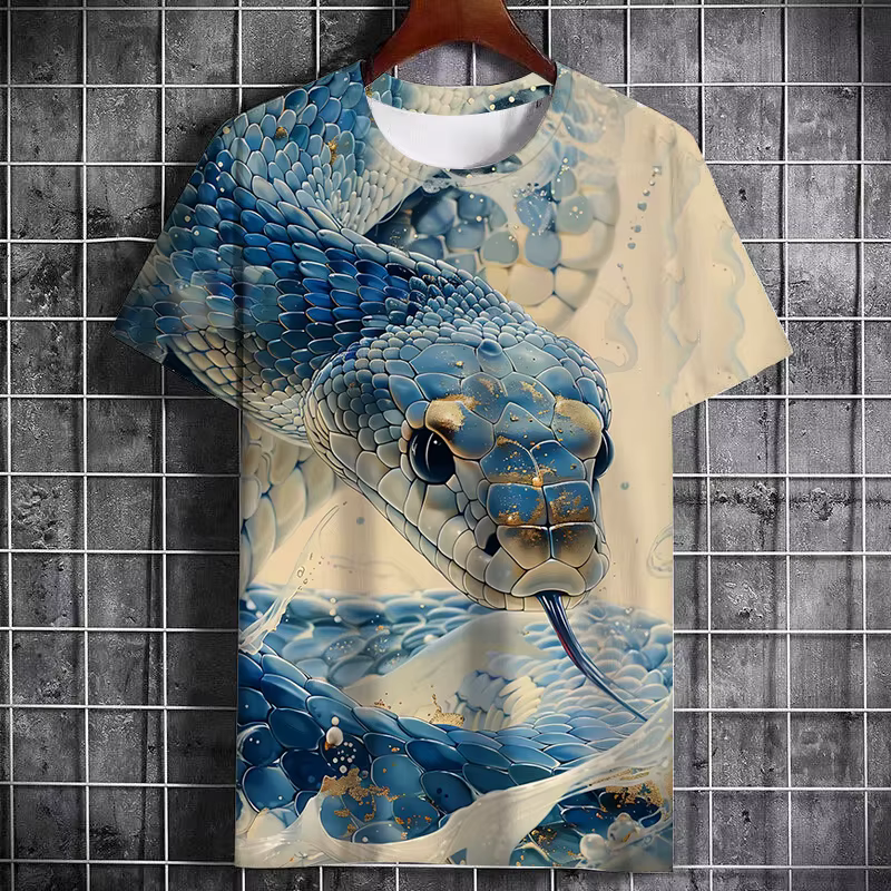 Serpent graphique T-Shirts Animal impression 3D hommes femmes à manches courtes t-shirt Streetwear surdimensionné Y2K