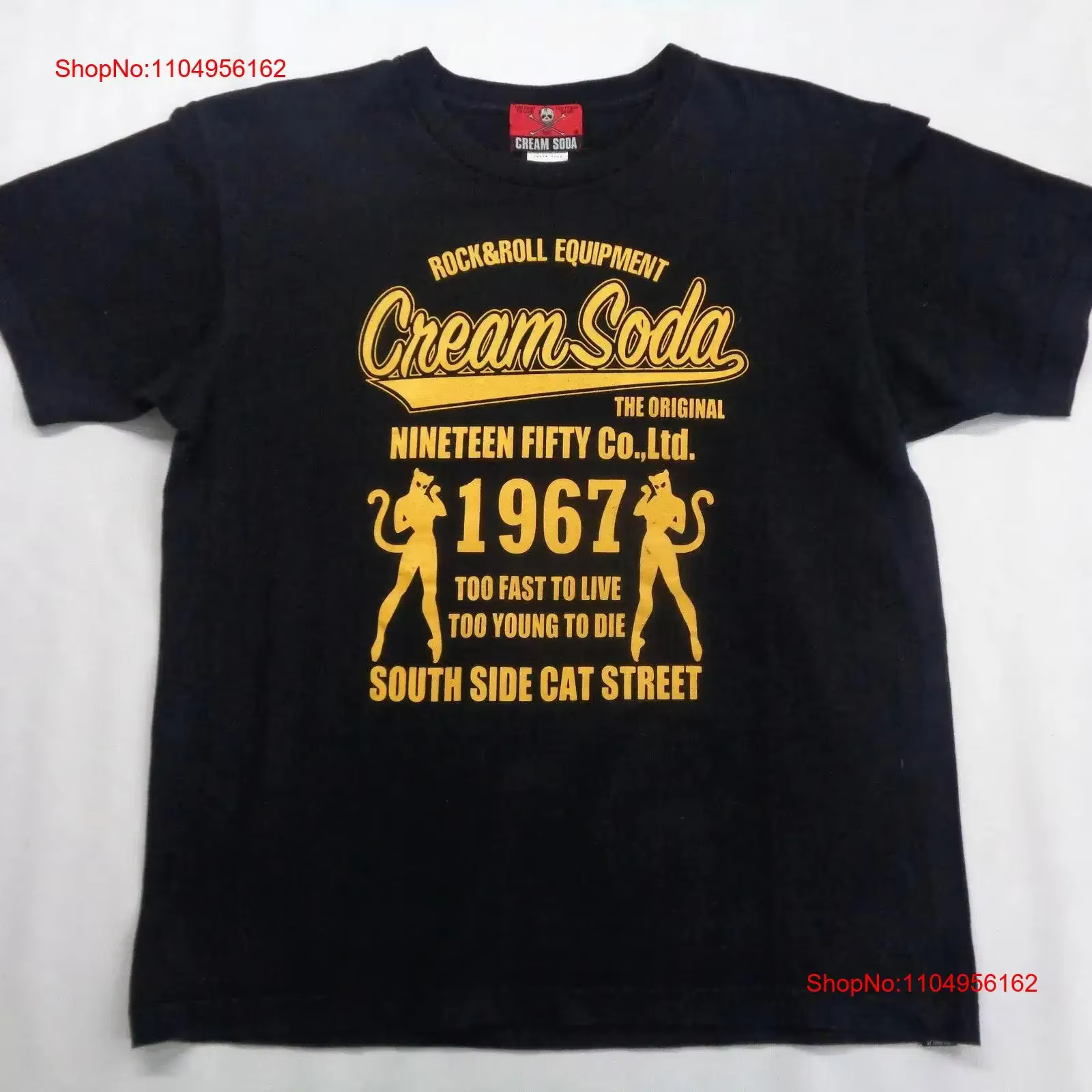 Crème Soda t-shirt côté sud chat rue Harajuku Punk taille XL vintage lavé doux décontracté légèrement polyvalent graphique