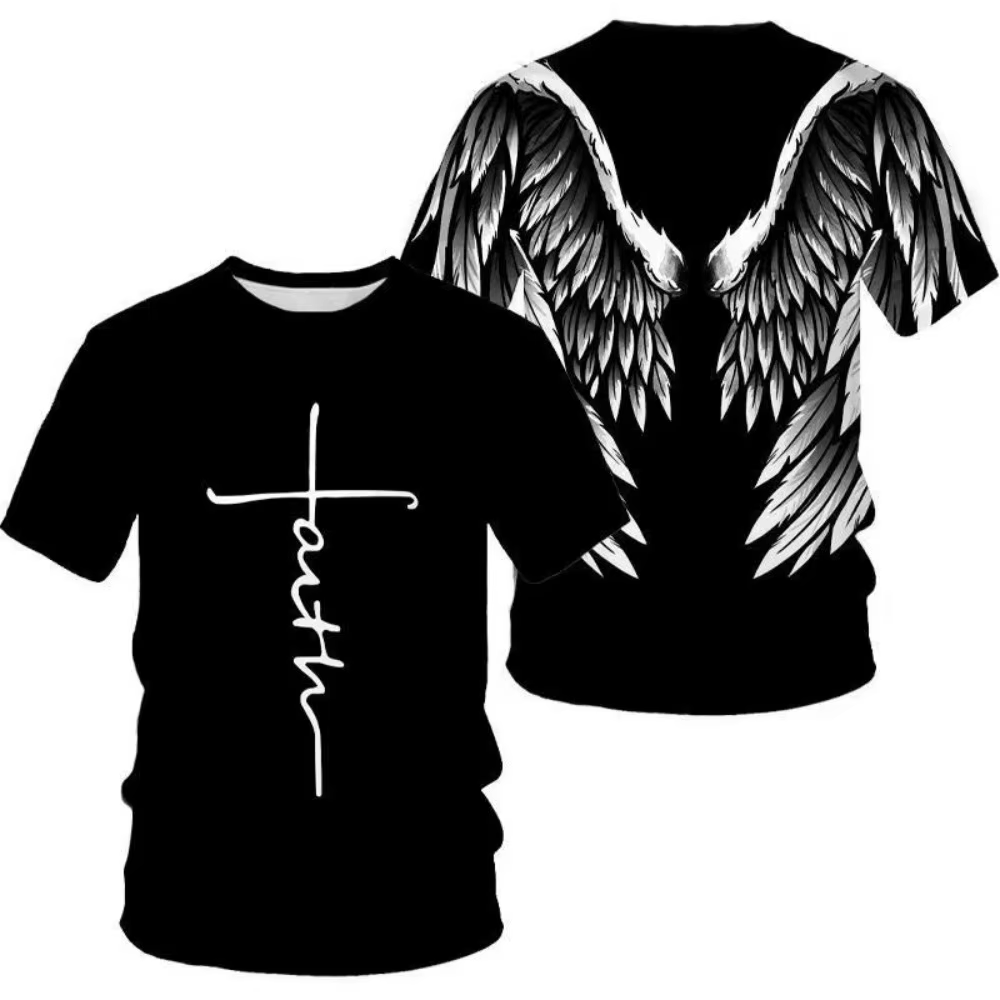 T-shirt pour homme à motif d'ailes d'ange