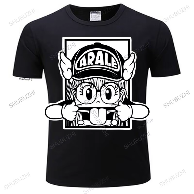En ligne Arale dessin animé t-shirt personnalisé coton à manches courtes mâle petite taille noir t-shirts chemise